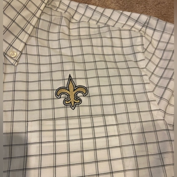 Saints XL dress shirt. Never been worn. White w/ black & gold plaid - Picture 3 of 3